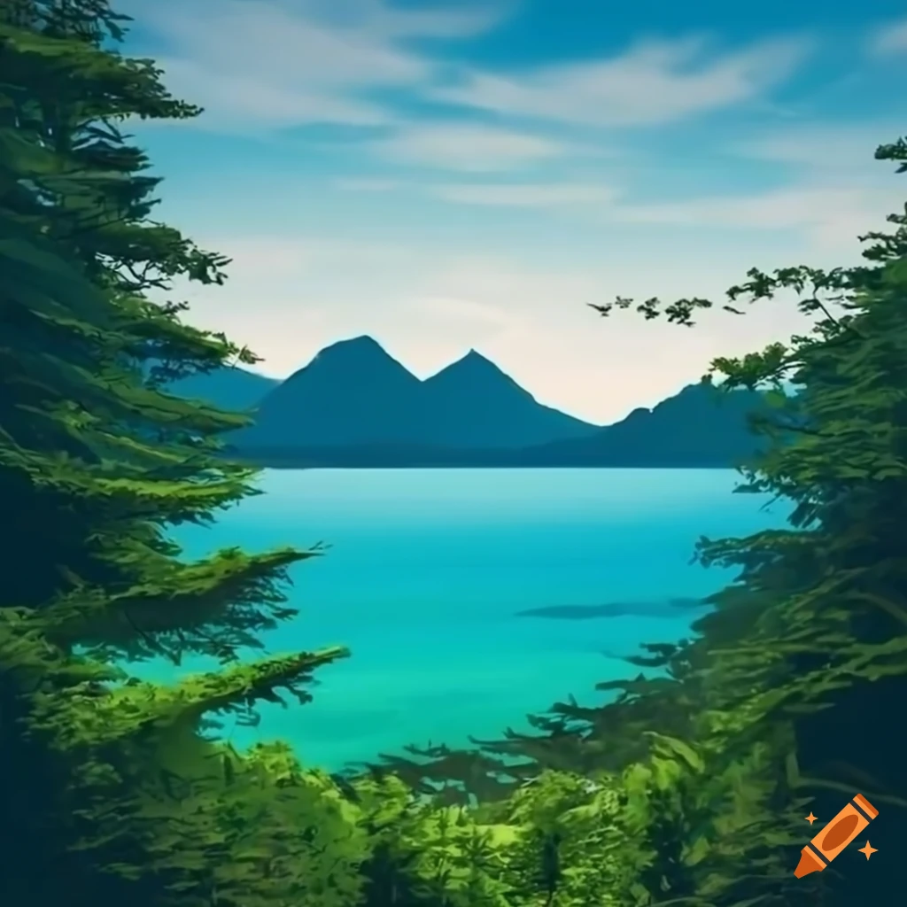 scenic view of a forest with a mountain and beach