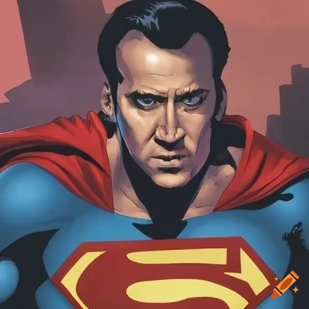Nicolas cage as superman in modern comic book art style on Craiyon