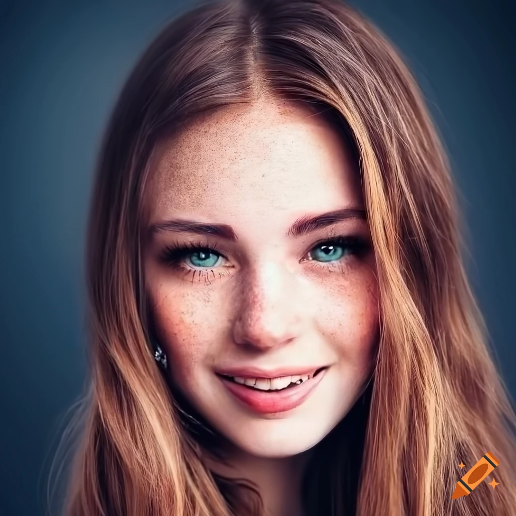 high resolution portrait of a beautiful woman with freckles