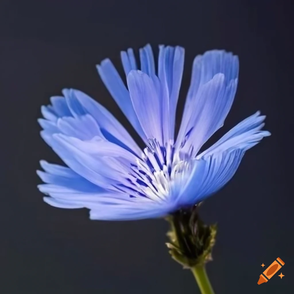 close-up of chicory flower with sky ray of light
