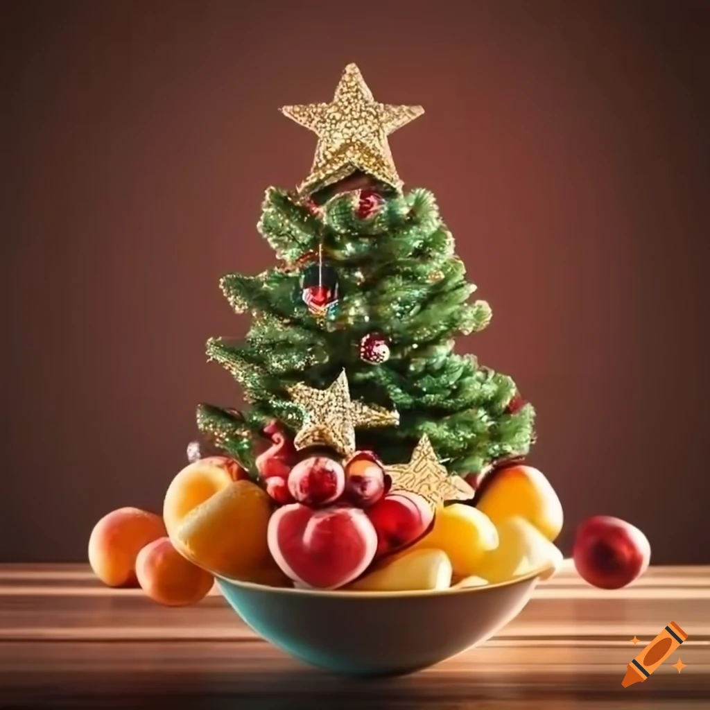 festive christmas tree in a fruit bowl