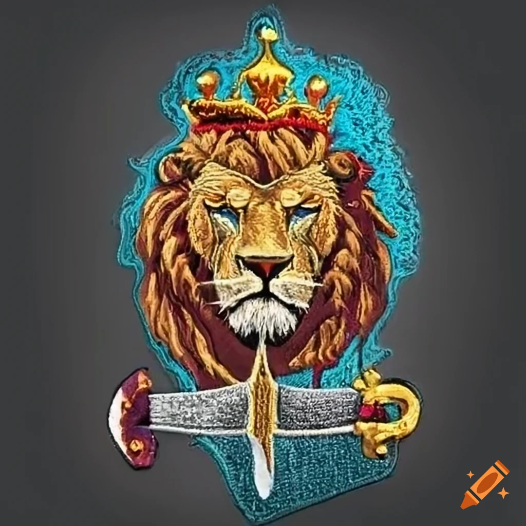 lion with crown and sword moral patch