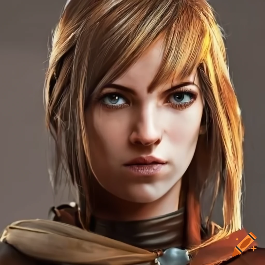 Image of a fierce female warrior with bow and leather armor