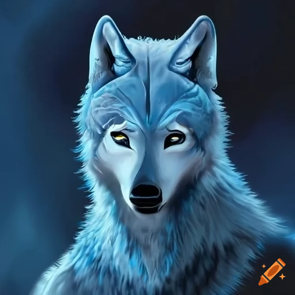 silver wolf with blue eyes howling