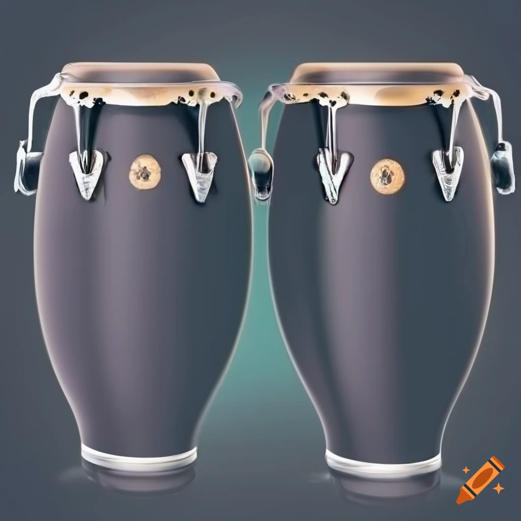 Closeup of two black congas on a dark background on Craiyon