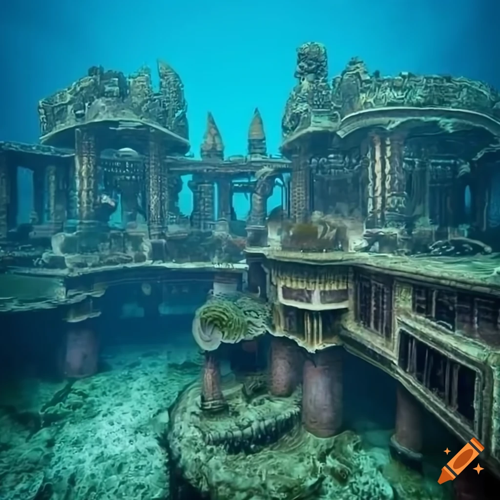 Underwater steampunk city with ancient architecture on Craiyon