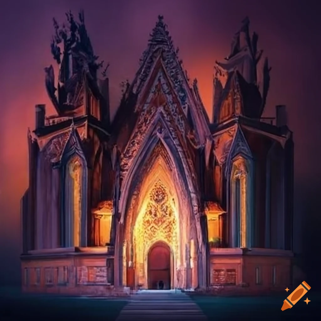 illustration of dream-like cathedral cabin
