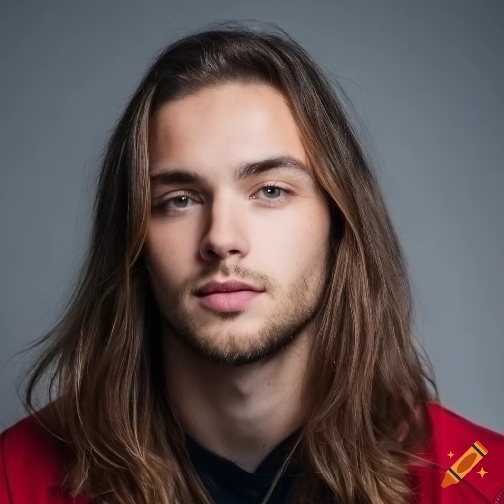 Portrait of a young man with brown hair and blue eyes on Craiyon