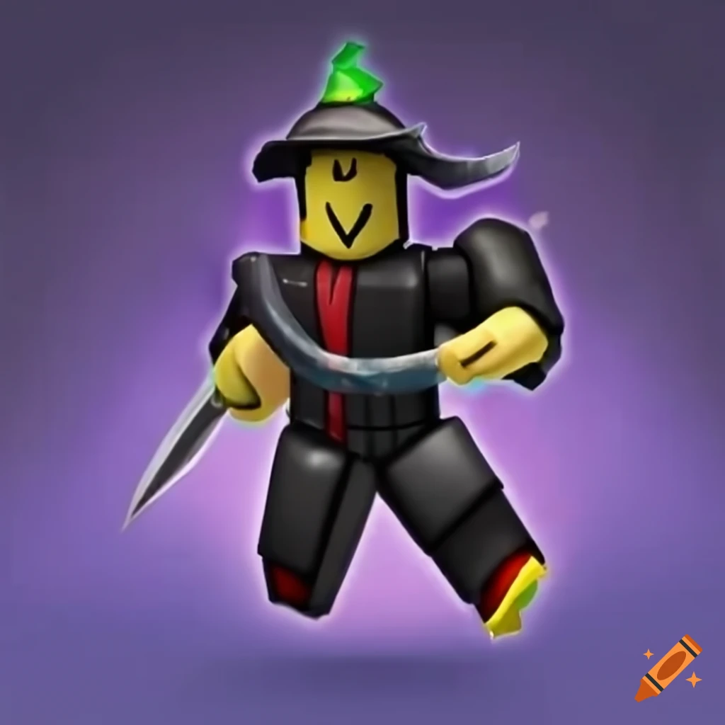 Roblox avatar defeating a training dummy with a sword on Craiyon