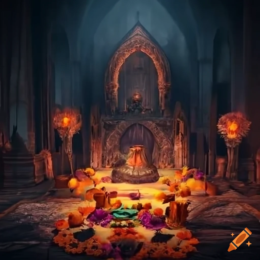 dark souls landscape with dia de los muertos theme
