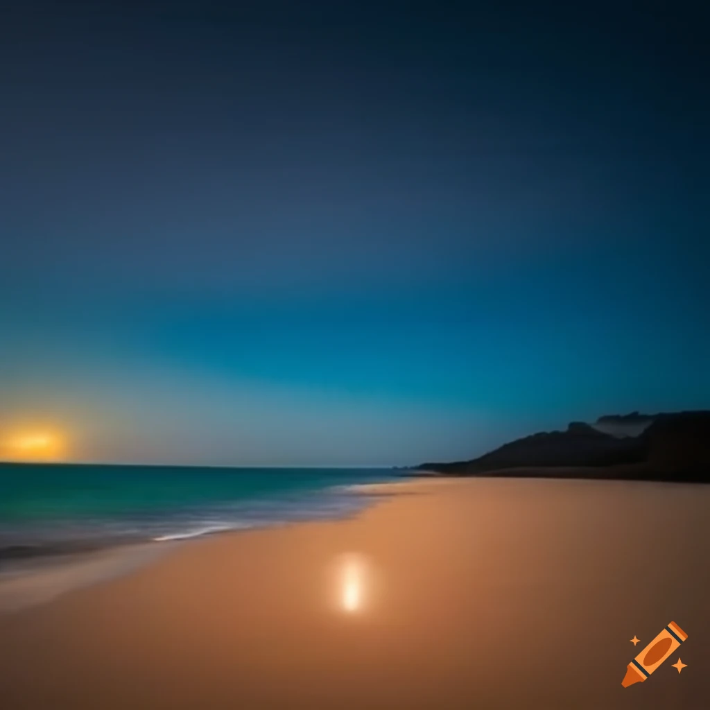 moonlight shining on a beach