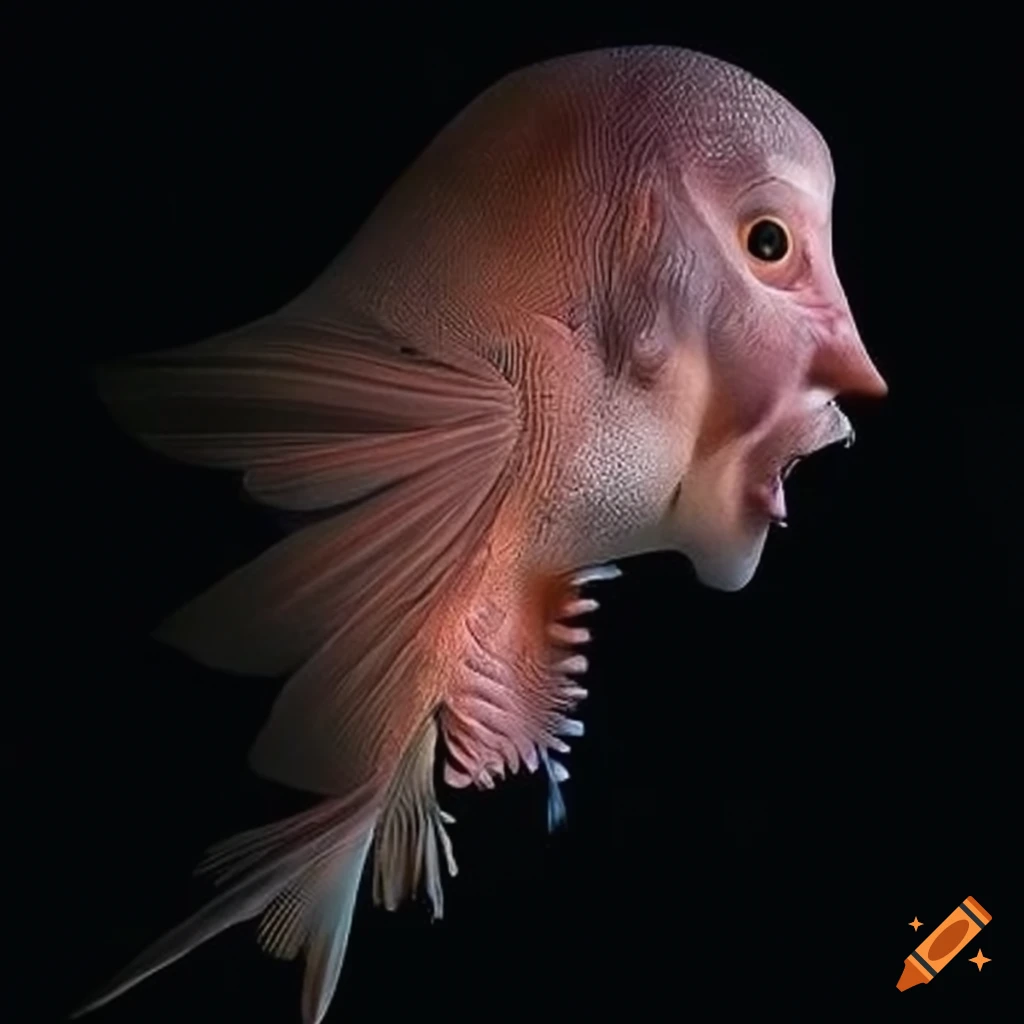 Fantasy fish with human faces on Craiyon