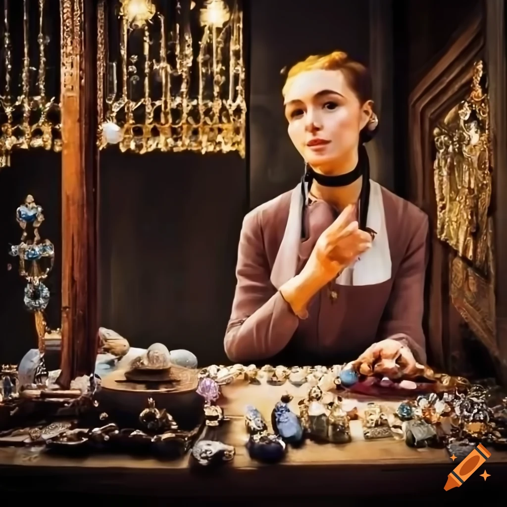medieval gem shop with displayed jewels