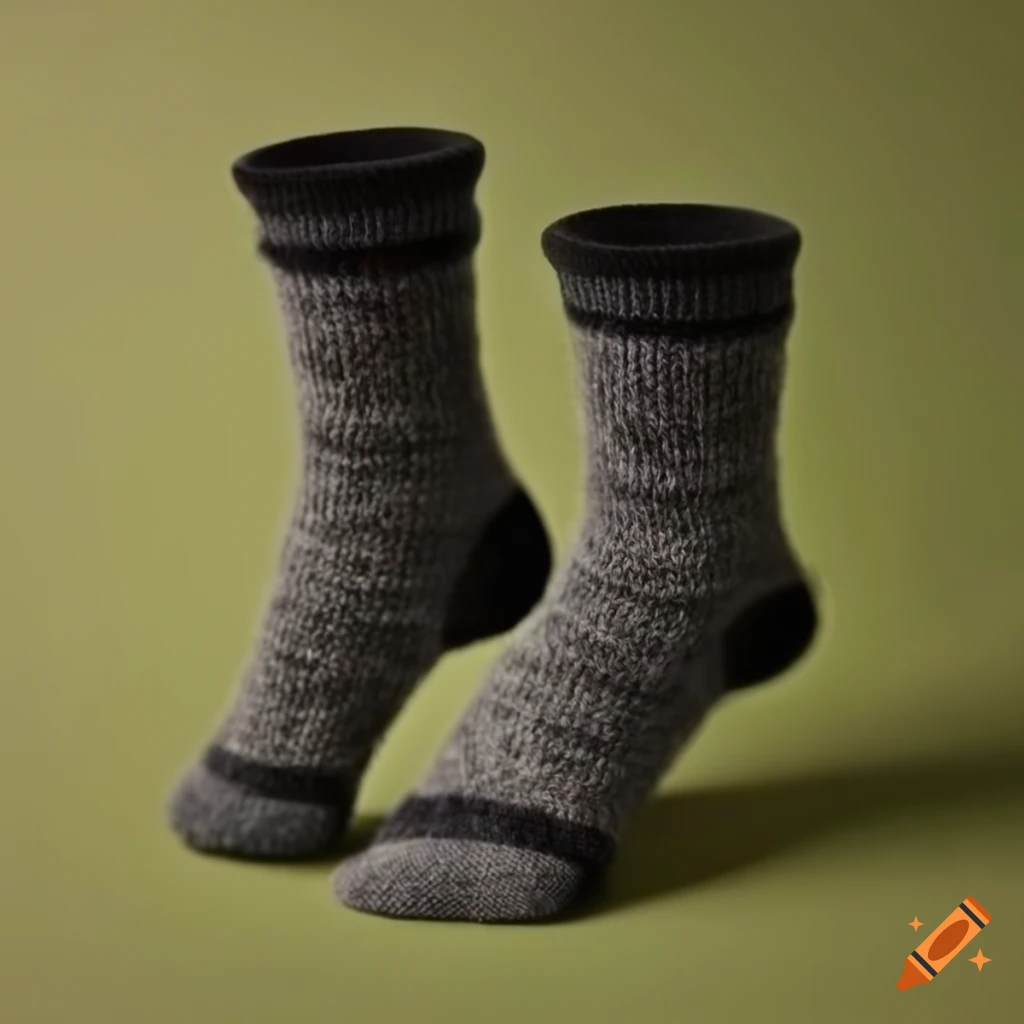woolen socks in grey, black and green
