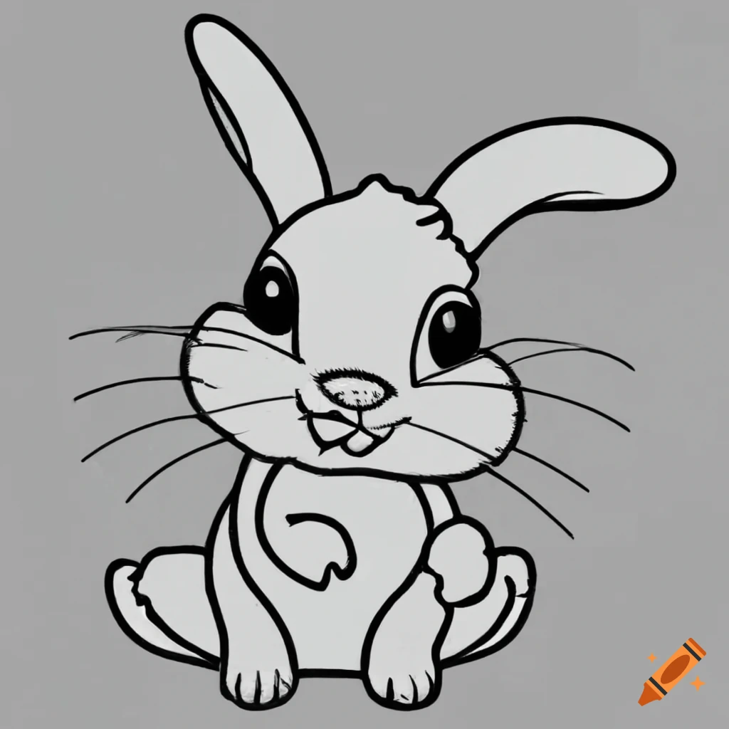 Black and white coloring page of a cute bunny on Craiyon