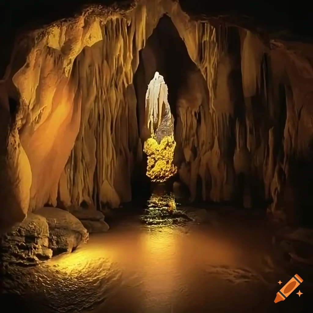 image of a cave filled with gold