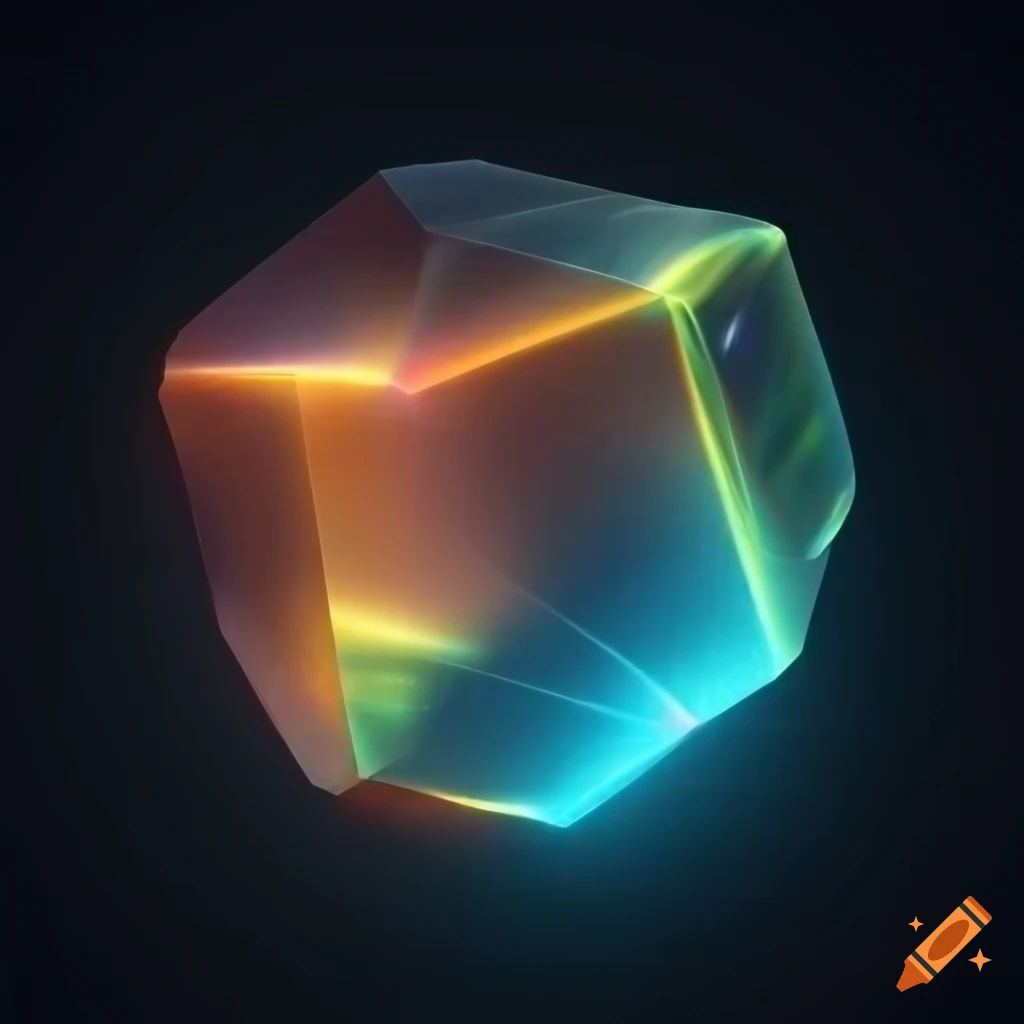 abstract sculpture with translucent and iridescent elements