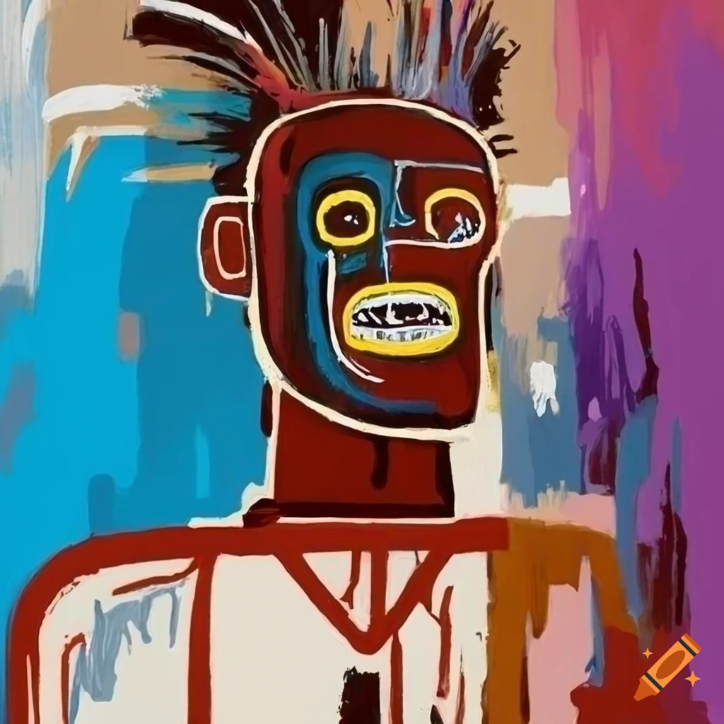 Basquiat-inspired painting with Native American chief theme