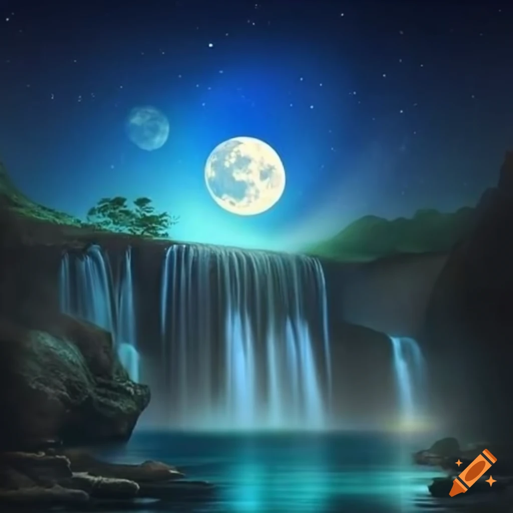 How to Draw moonlight waterfall Scenery with Oil pastels | very easy -  YouTube