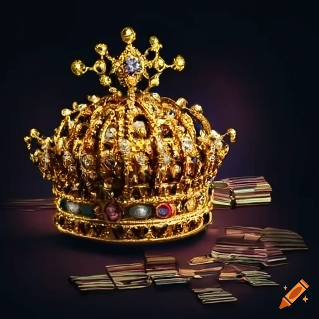 crown with stacks of cash
