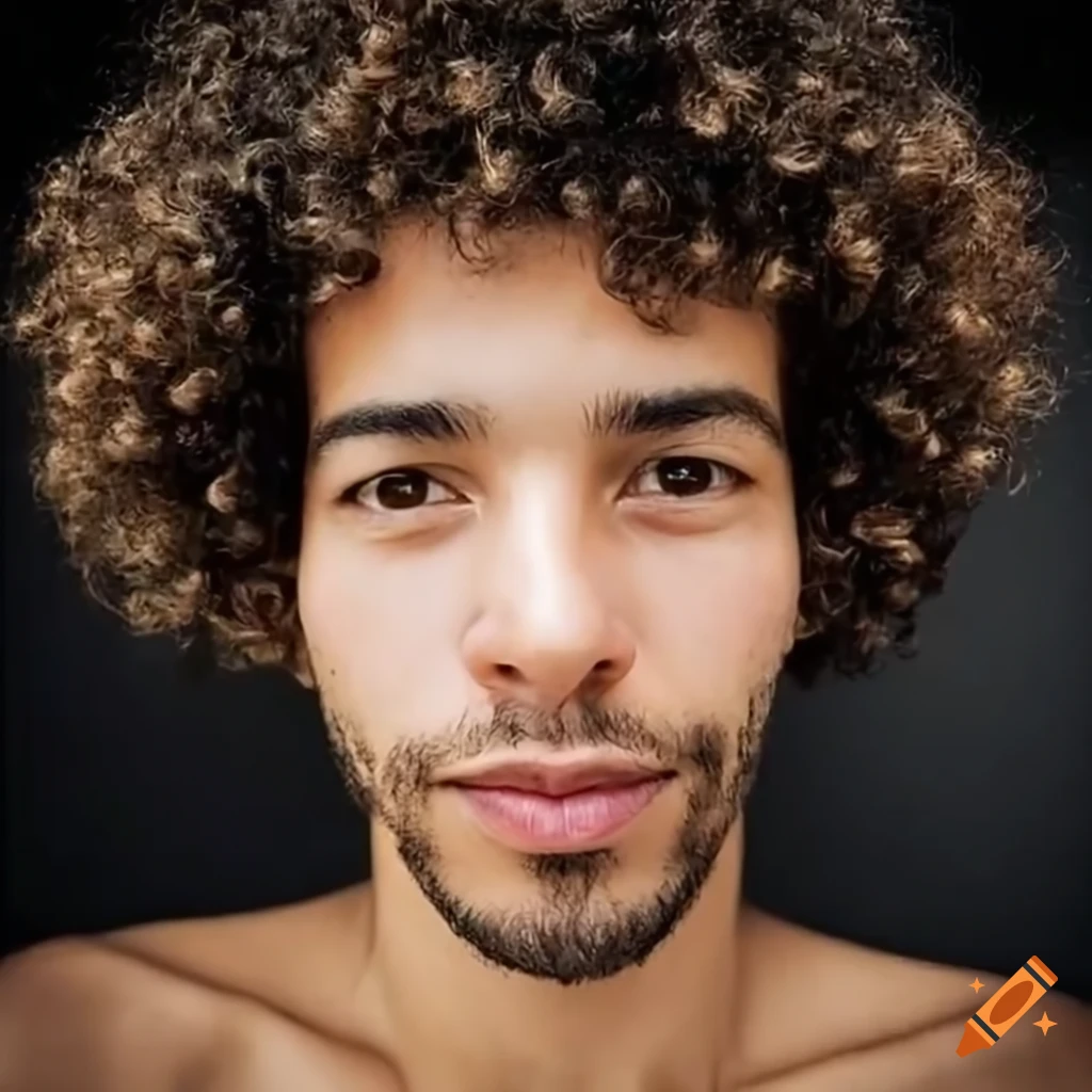 Selfie of a young brazilian man with curly hair on Craiyon