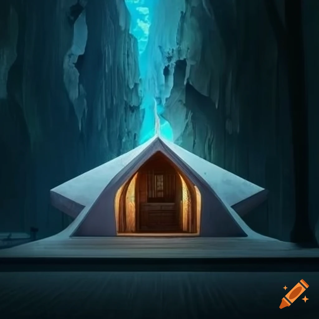 architecture illustration of a cathedral-like cabin