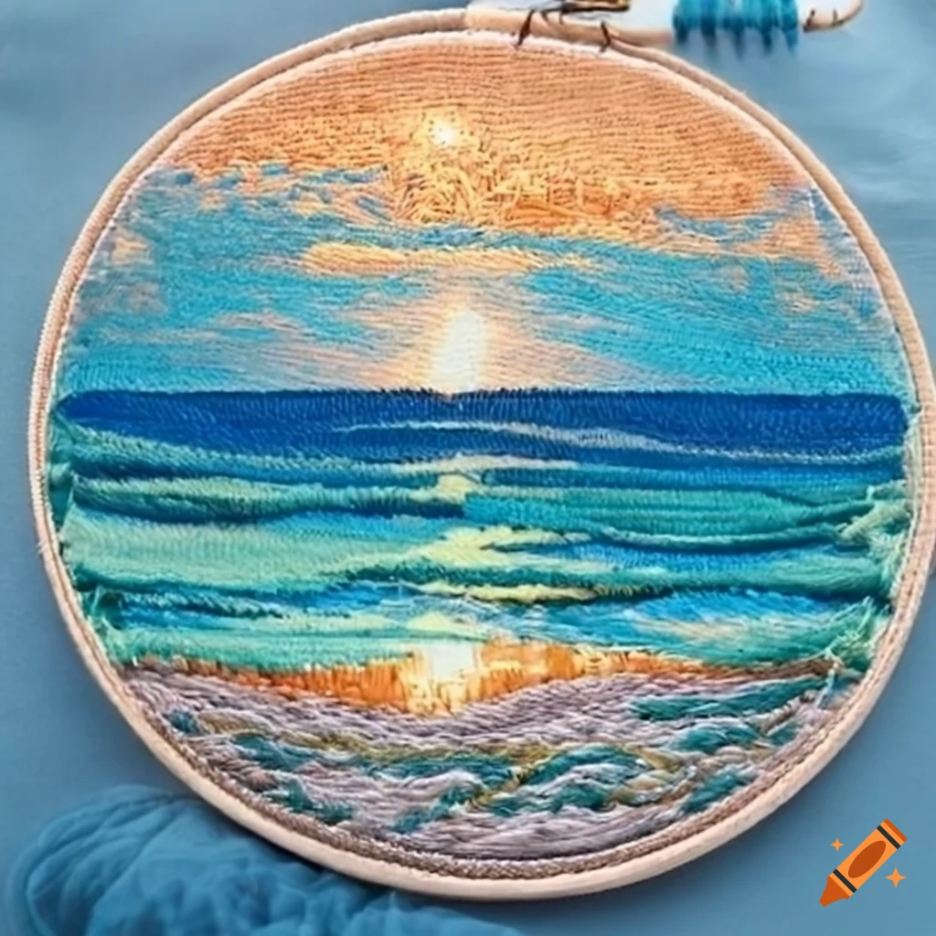 Embroidered sea landscape