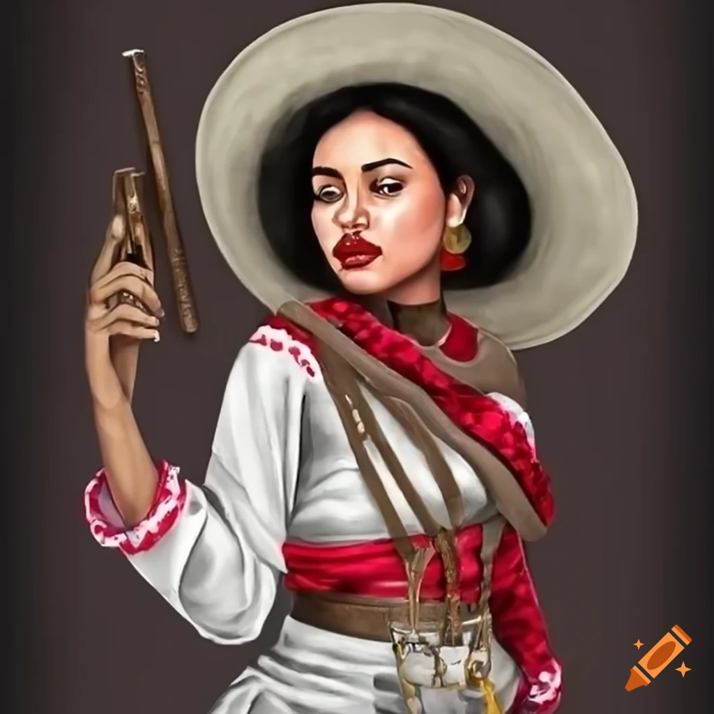 3D representation of the word 'ALMA' with a Mexican revolutionary woman