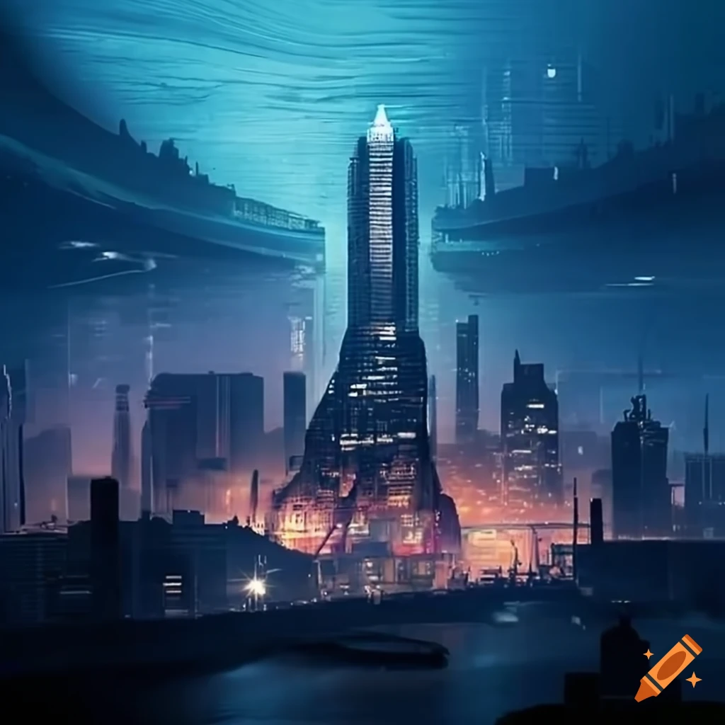 Futuristic concept art of a city on Craiyon