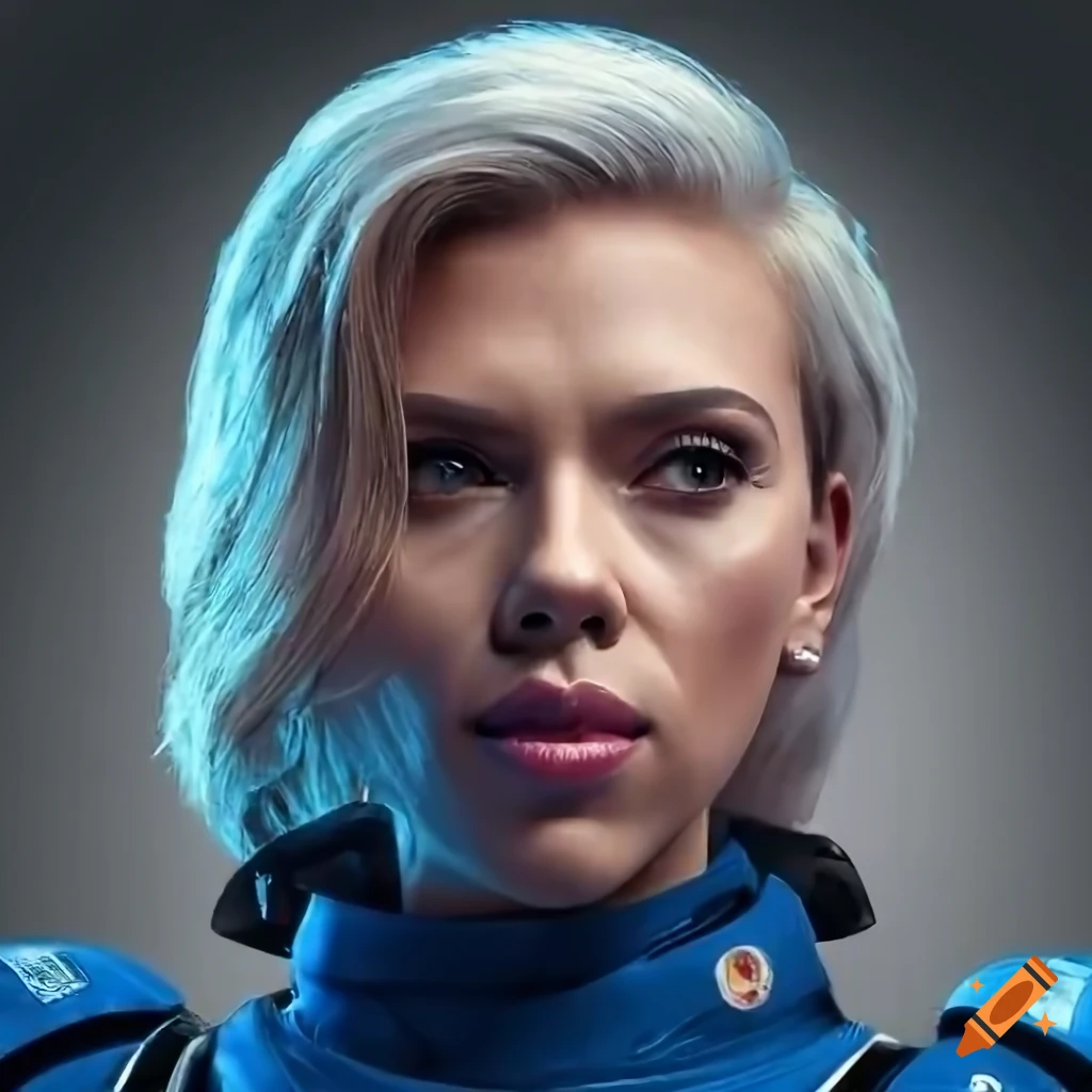Highly detailed portrait of a space marine suit with scarlett johansson
