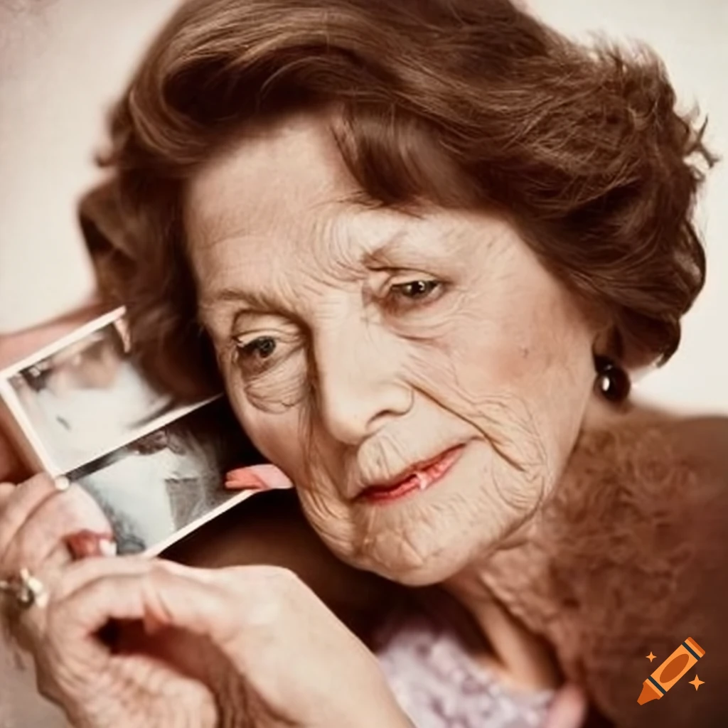 Senior woman holding a postcard