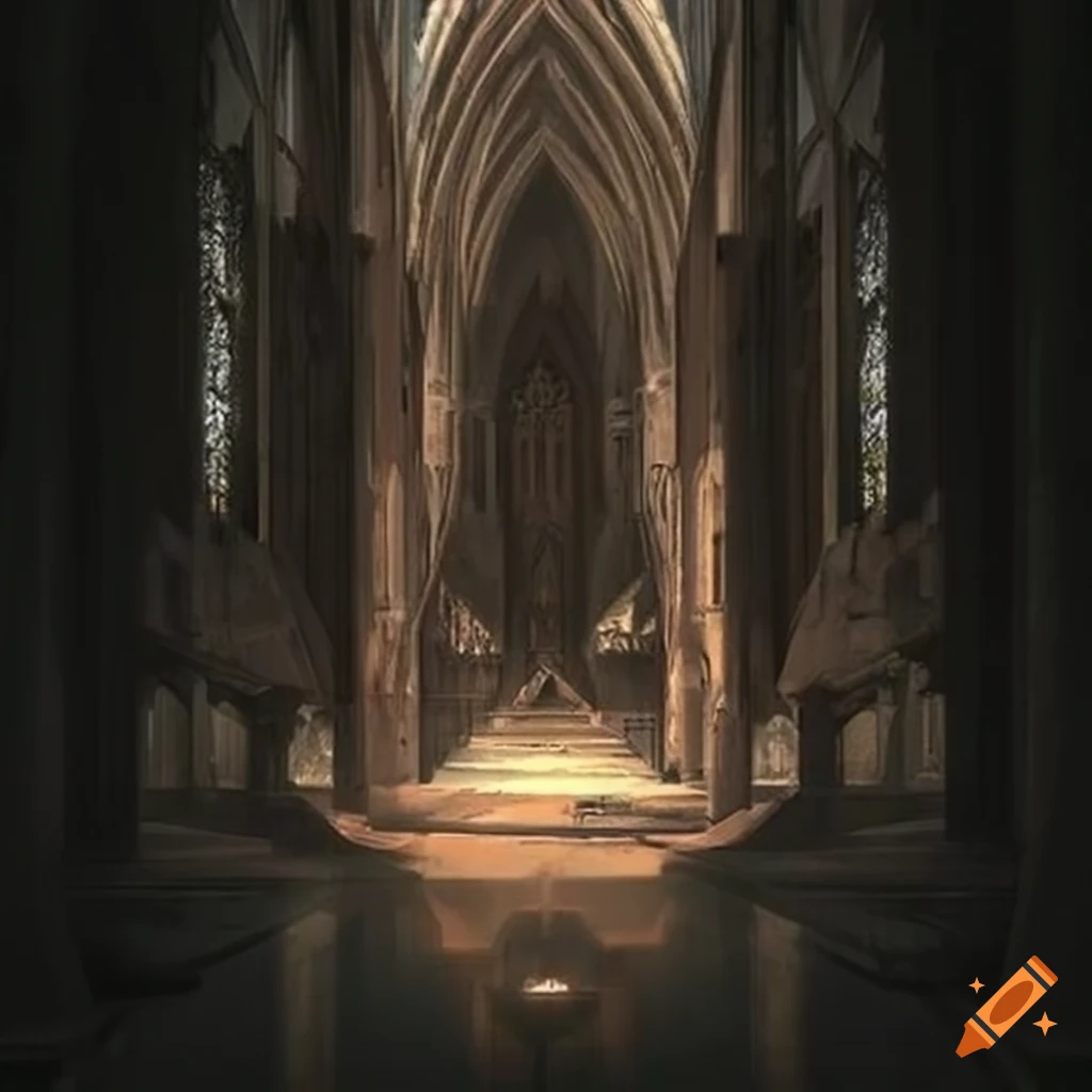 illustration of a depressed cathedral-like cabin