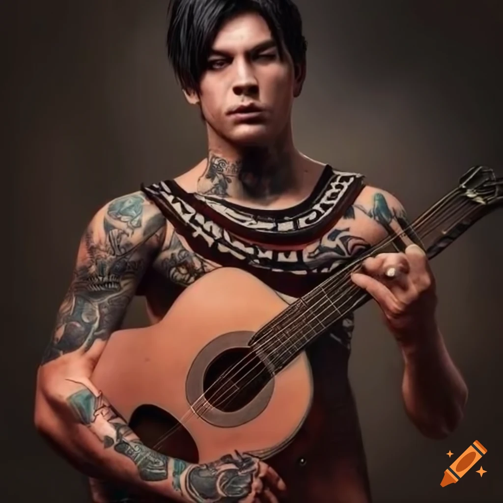 Celtic design with a treble clef and a guitar tattoo idea | TattoosAI
