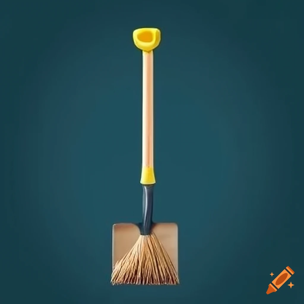 A spade with a broomstick handle
