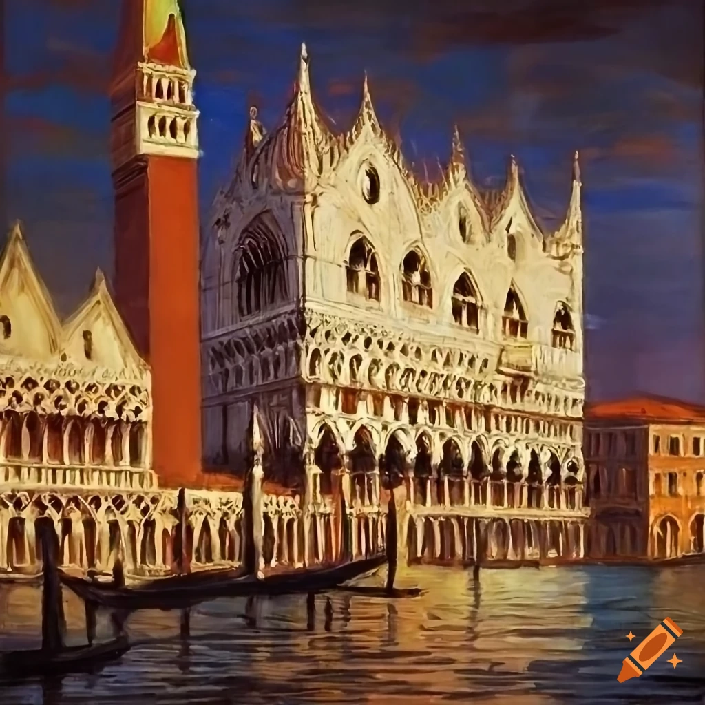 oil painting of the Doge Palace in Venice