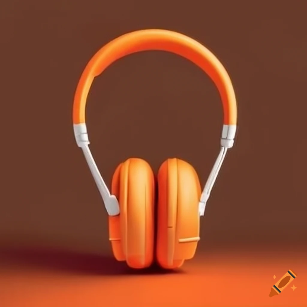 orange and white headphones