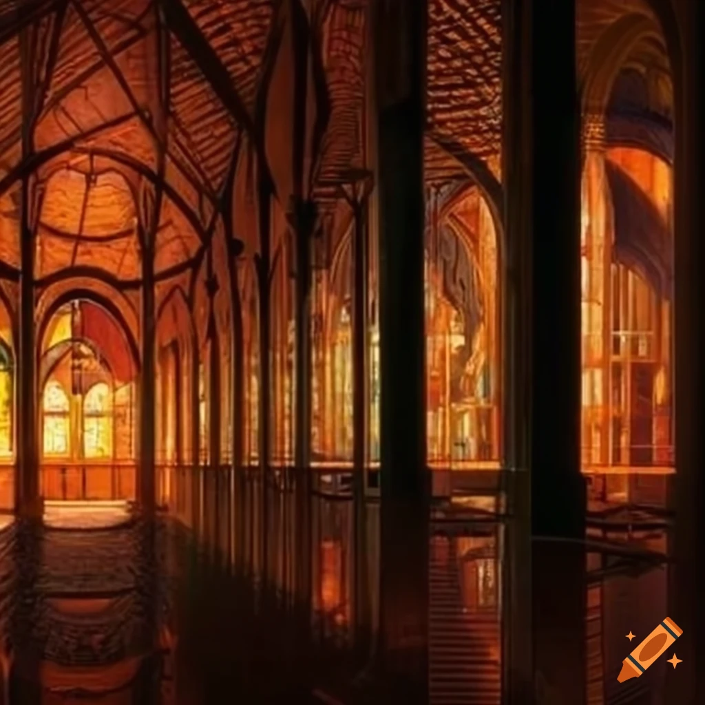 illusion of a cathedral-like cabin architecture