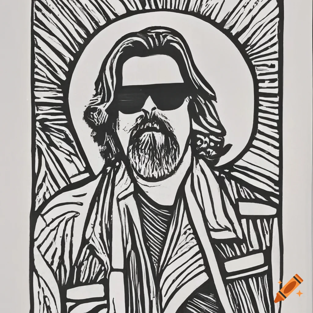 Line drawing of the big lebowski on Craiyon