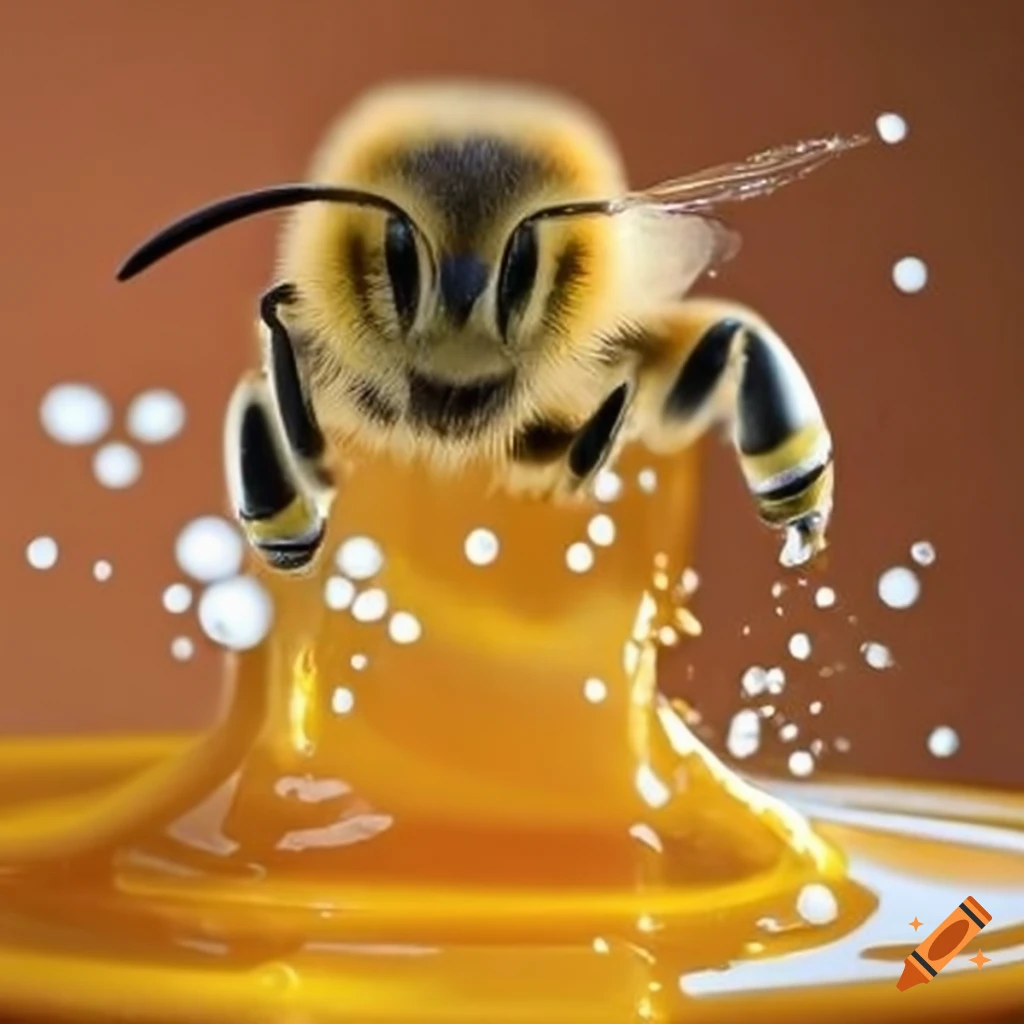 bee enjoying liquid honey
