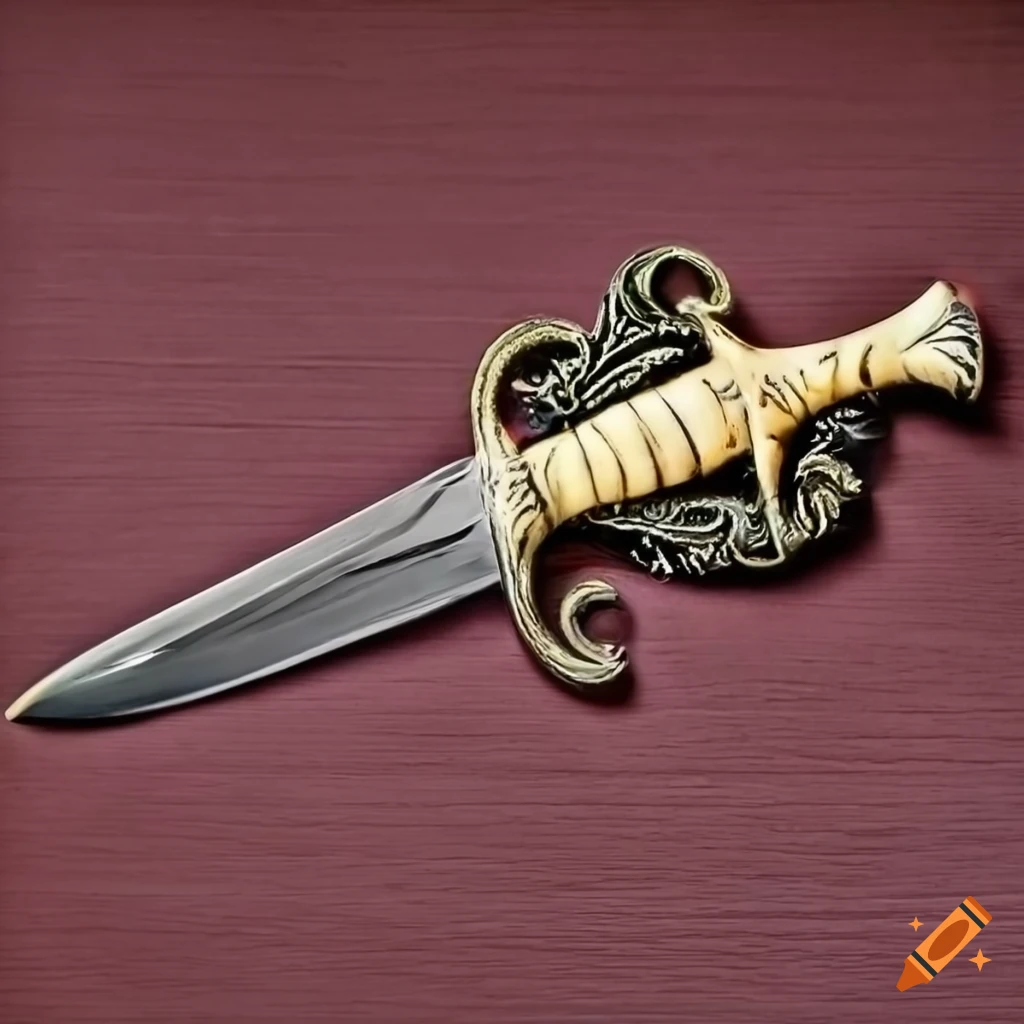 intricately carved bone dagger