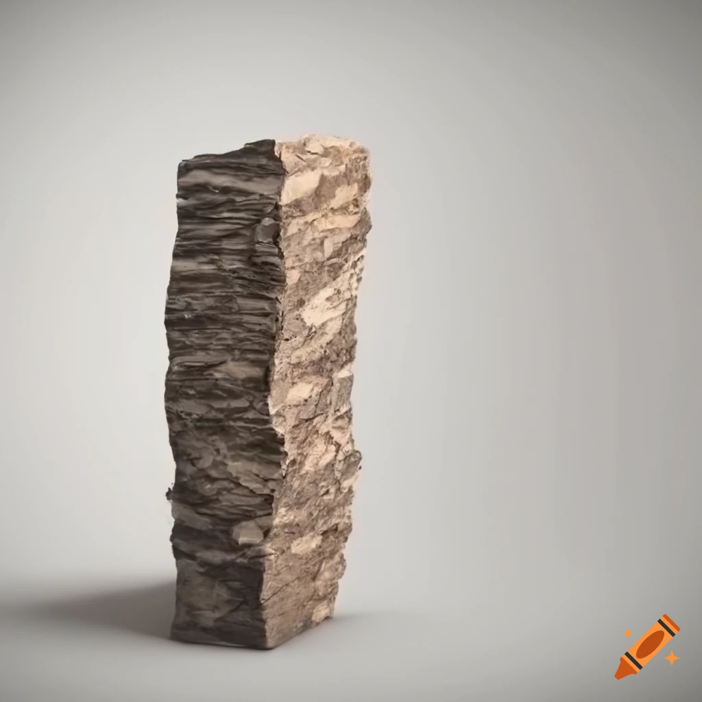 side view of a long, rectangular, irregular stone