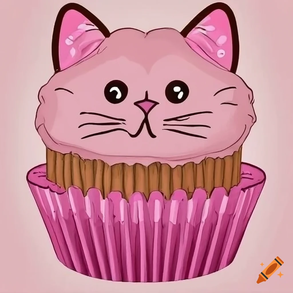pink cupcakes with a cat face design