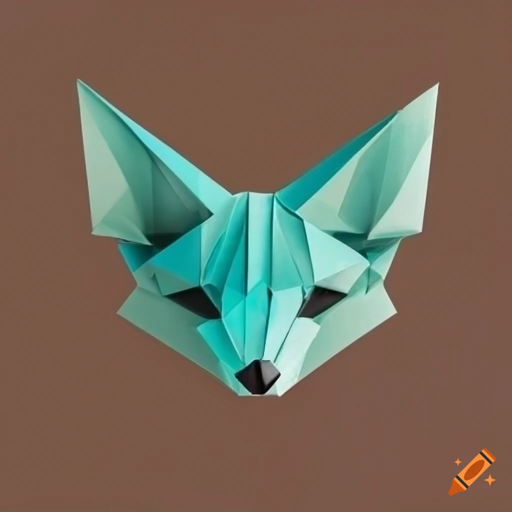 stylish fennec origami logo in teal and orange colors