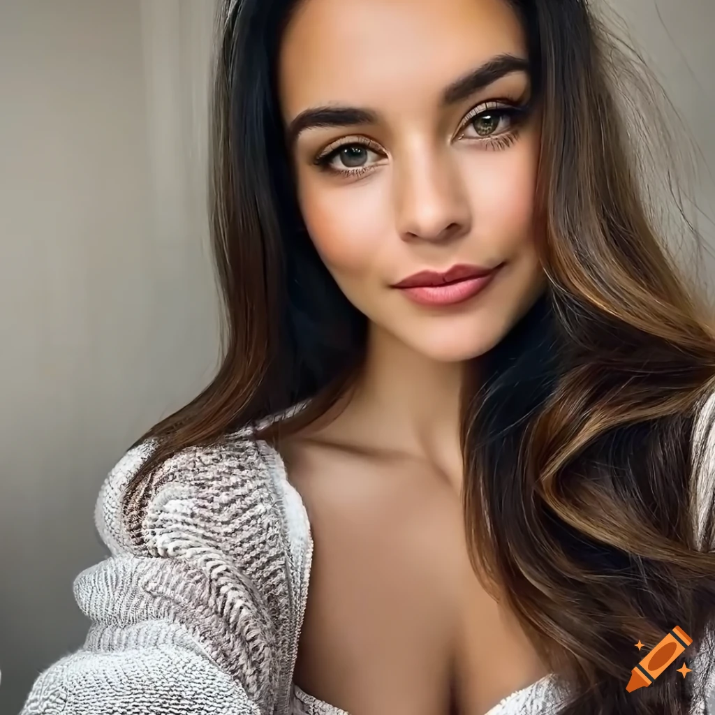 Pretty brunette woman selfie