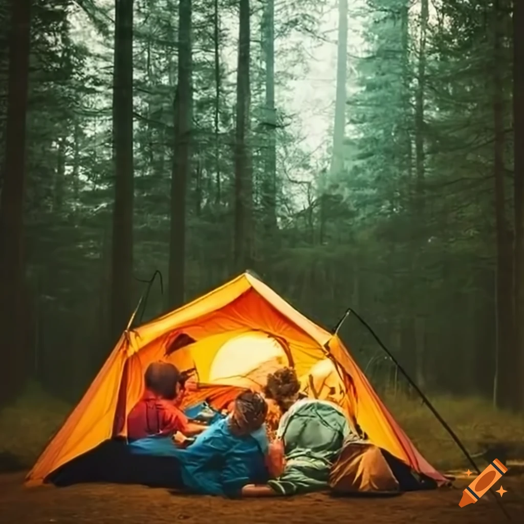 People Camping In The Forest On Craiyon