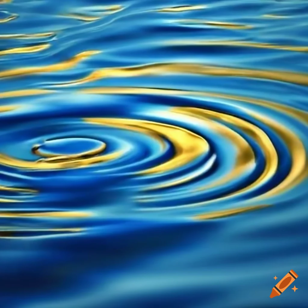 abstract blue and gold water ripples