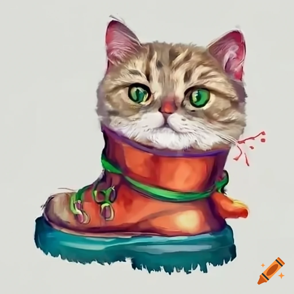 Cat with adorable boots on Craiyon