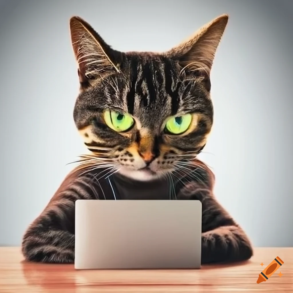 Cat sitting on a computer on Craiyon