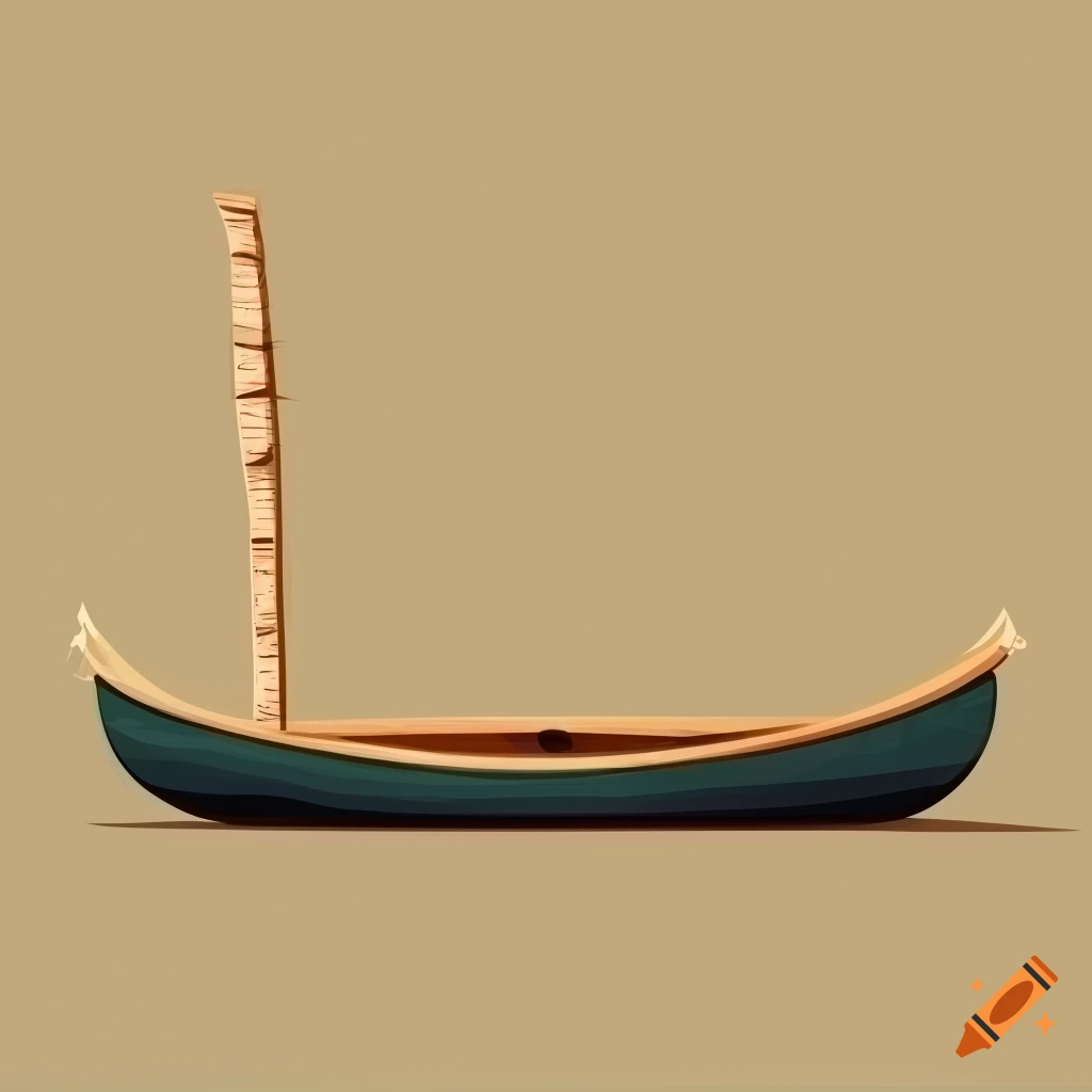 Sideview vector of a wooden canoe on Craiyon