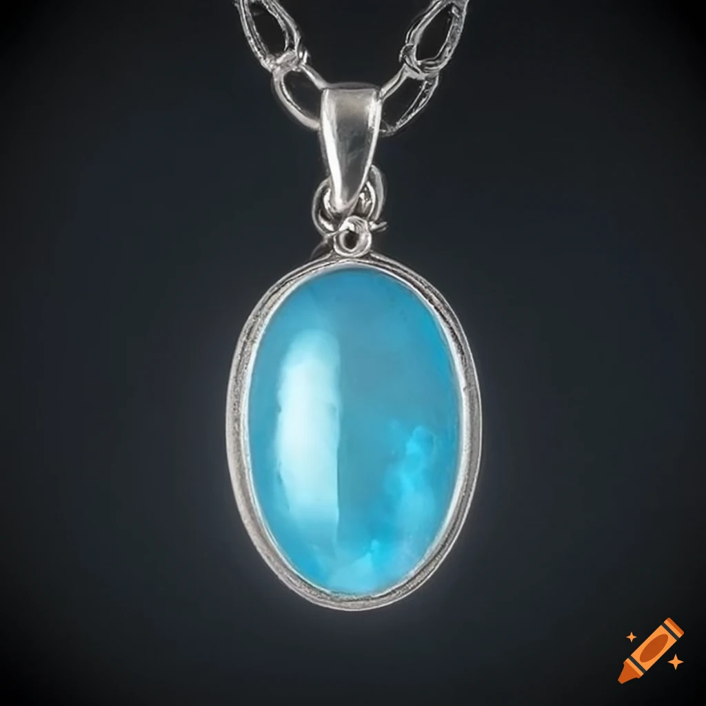 silver amulet with azure gemstone